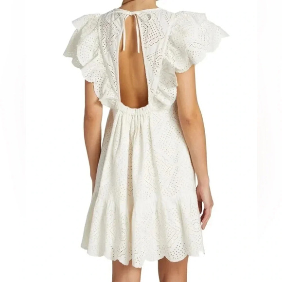 SEA Vienne Open Back Cutout Ruffle Sleeves Dress Size Medium NWT - Picture 6 of 11